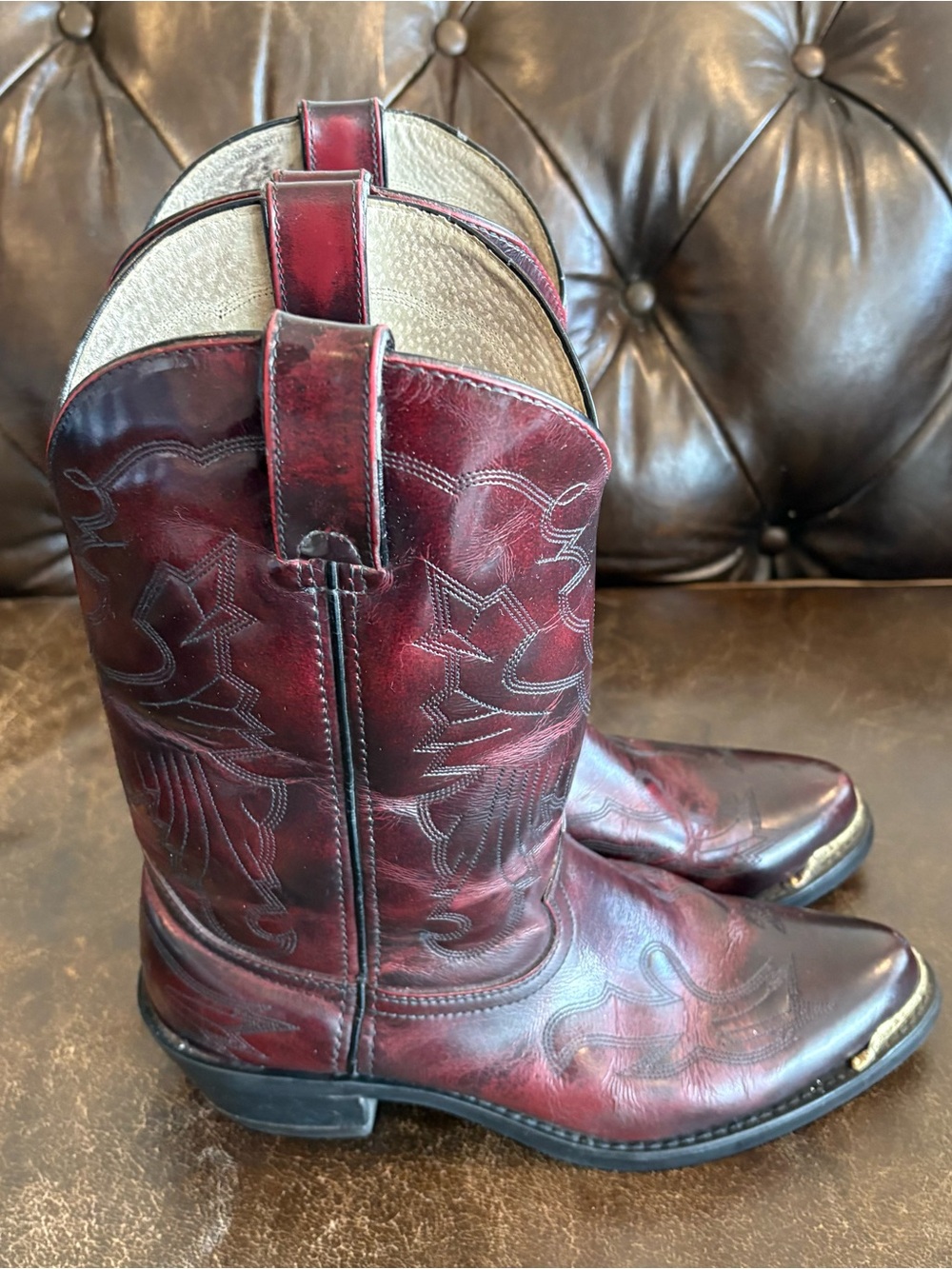 Durango Burgundy Leather Western Cowboy Boots Size 8EE (Extra Large)